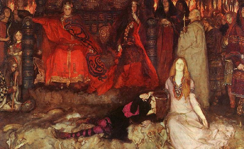Edwin Austin Abbey The play scene in Hamlet oil painting picture